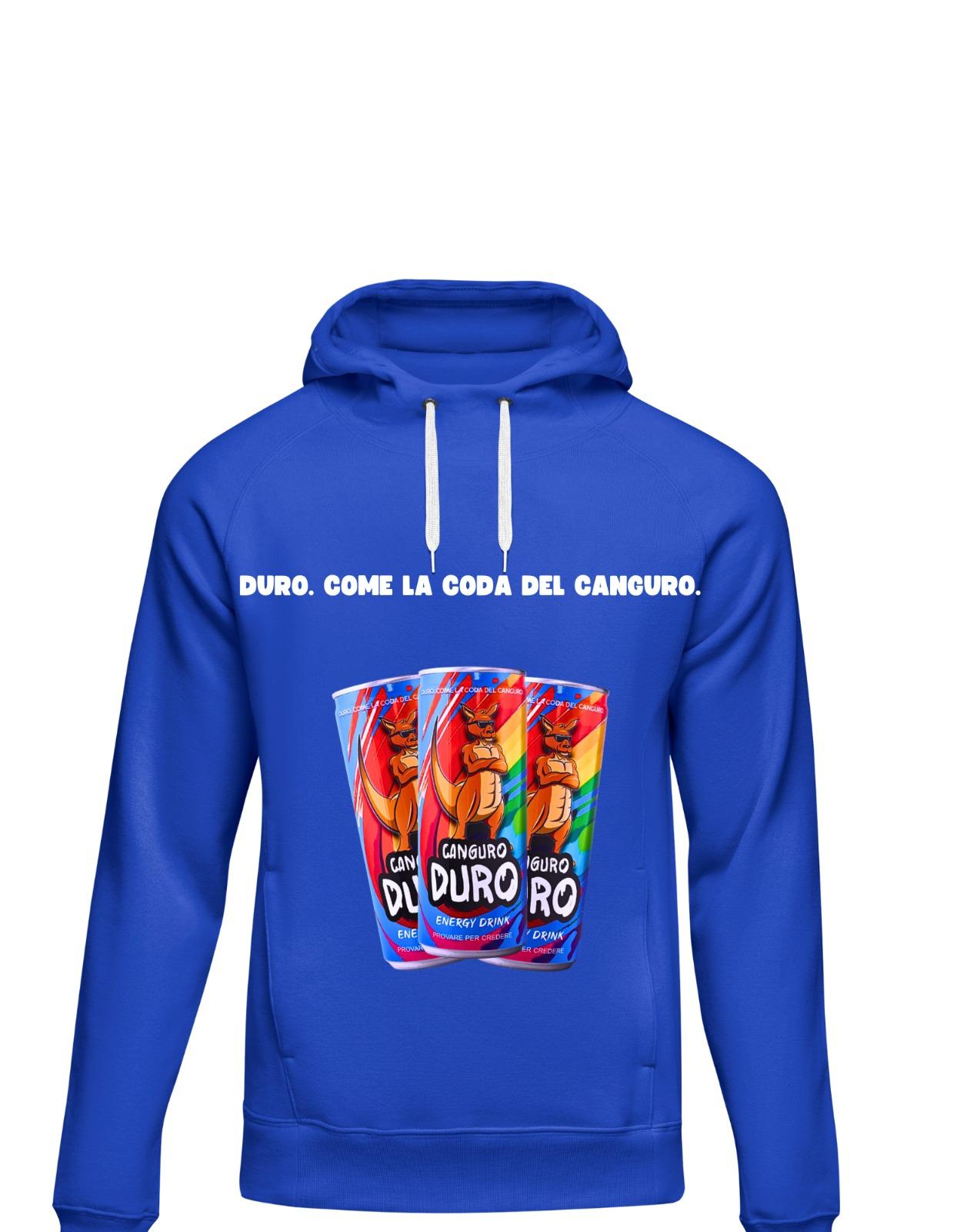 Felpa blu con lattine Canguro Duro