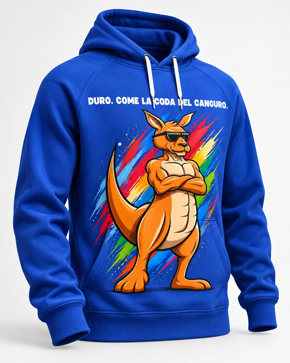 Felpa blu Canguro Duro con mascotte multicolor
